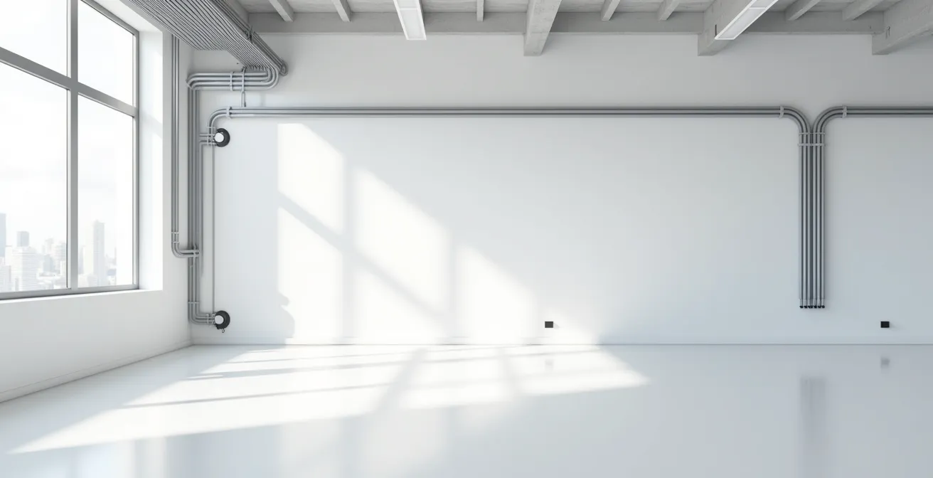 Installation électrique moderne dans un espace épuré montrant l'excellence du travail